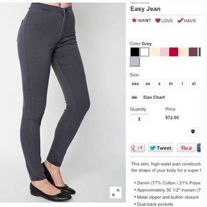 ISO: American Apparel Grey easy jeans